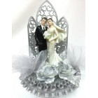 Silver Arch Bride and Groom Wedding-Anniversary Cake Topper Centerpiece
